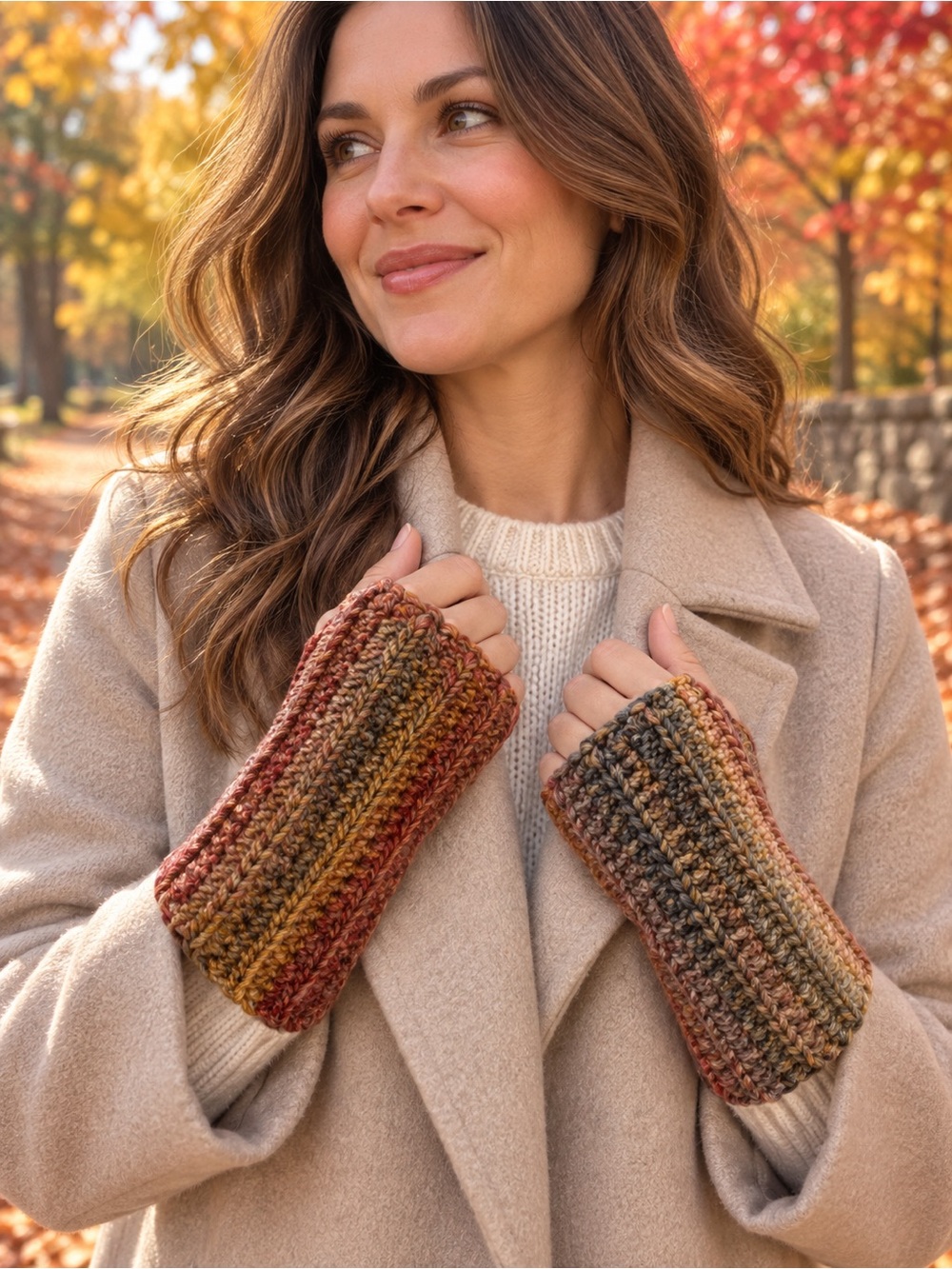 Handmade Crochet Fingerless Gloves | Autumn Colors